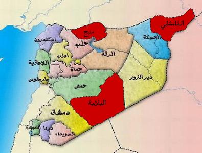 خريطة التقسيم الاداري في سوريا