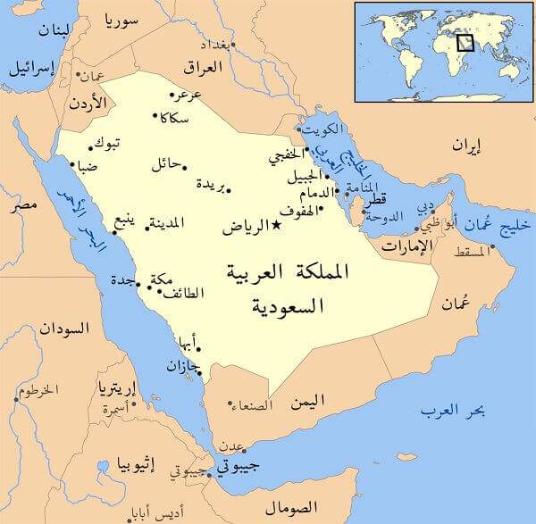 خريطة مدن السعودية
